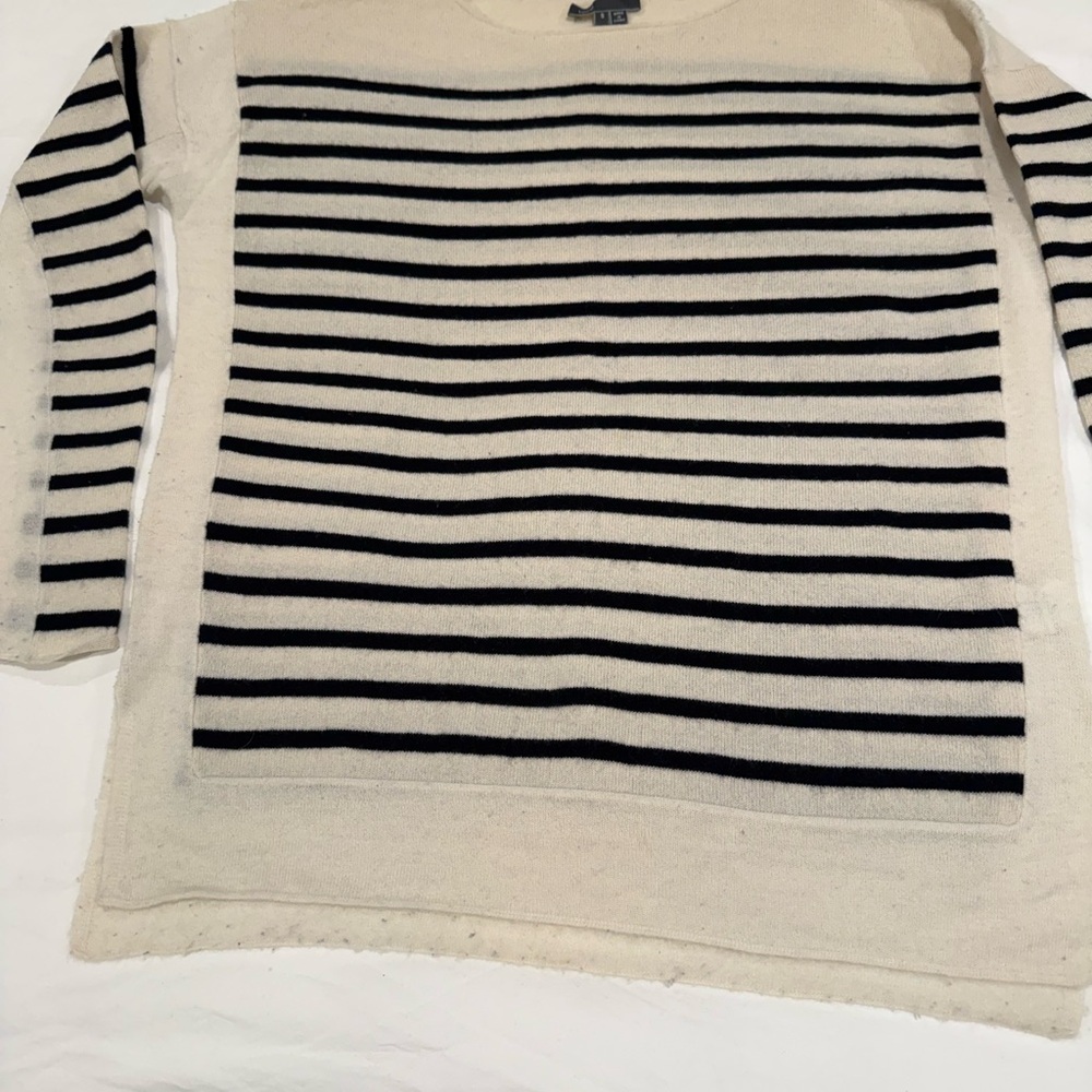 Vince Cashmere Sweater in Cream with Navy Stripes